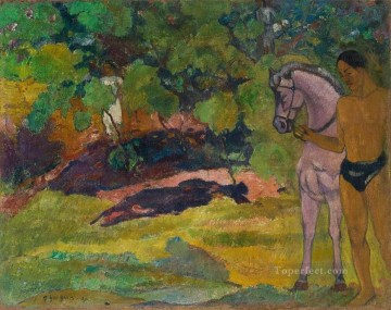 Paul Gauguin Painting - En Vanilla Grove El hombre y el caballo Paul Gauguin